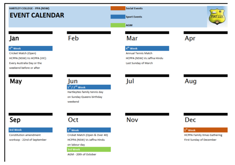 HCPPA NSW Calendar